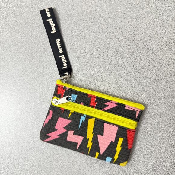 Vtg Loyal Army Zip Pouch Card Case Wallet Lightning Bolt Black Multi - Picture 2 of 5